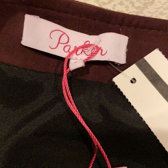 Parker Burgundy Milos Loop Ring Suede Skirt - Size 6 - Picture 5 of 8